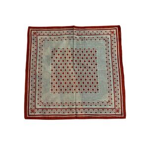 Vintage Christian Dior Handkerchief Scarf Red Geometric Print Cotton Linen Blend